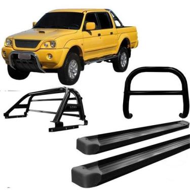 Imagem de Kit Quebra Mato Estribo Plataforma Santo Antônio L200 04 Preto - HOZZ