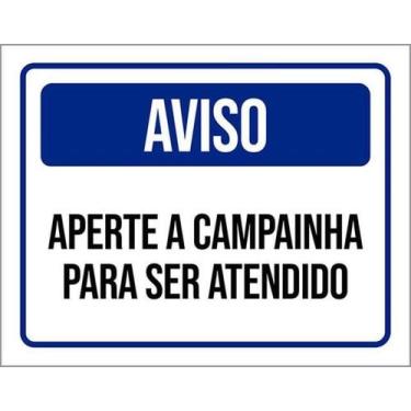 Imagem de Kit 3 Placas De Aviso Aperte A Campainha 36X46 - Sinalizo