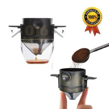 Imagem de Filtro De Café Inox Individual Mini Coador Fácil Usar Top - Filtro Caf