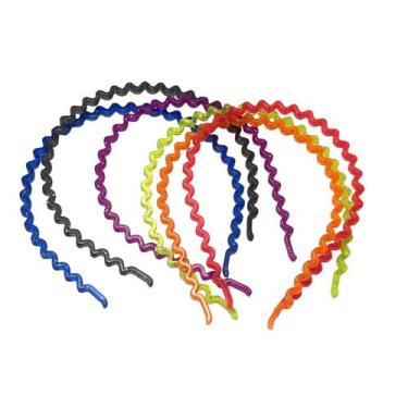 Imagem de Kit 24 Tiaras Arco Zig Zag Colorido Com Glitter Fantasia - Blook