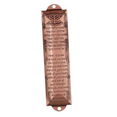 Imagem de UxicRuya Placa Mezuzá Porta Mezuzá Ornamento para Casa Decoração de Parede Bênção Mezuzá Liga de Metal, Bronze