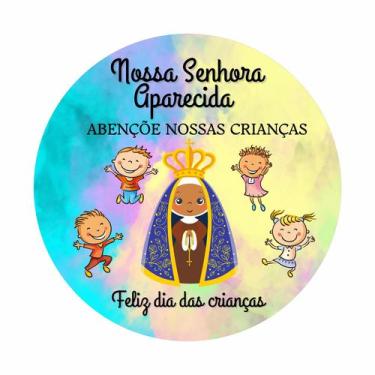 Imagem de Painel de Tecido Sublimado Redondo Nossa Senhora Aparecida Dia das Cri
