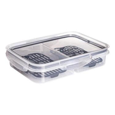 Imagem de Pote Hermético Porta Frios c/ Escorredor 1 Litro Retangular - Plasútil