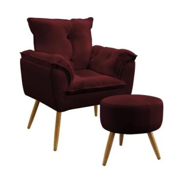 Imagem de Kit Poltrona Almofadada Decorativa Beta e Puff Solar N-034 Veludo Bord