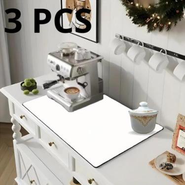 Imagem de 3 Peças, Protetor Base de Superfície para Cafeteira, 70x50cm, Branco, 