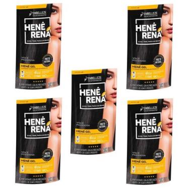 Imagem de Hene em Gel Rená Preto Natural (Preto Medio) 180gr Alisa, tinge e Da B