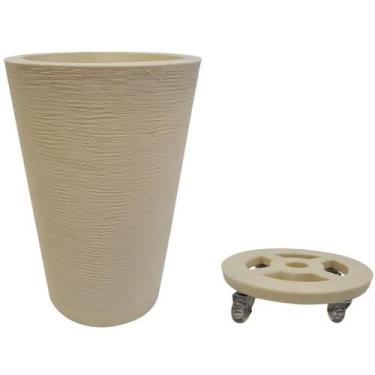 Imagem de Vaso Grande 55cm Redondo De Polietileno E Suporte Com Roda Para Planta