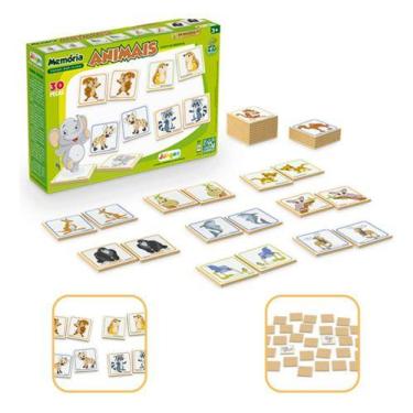 Imagem de Jogo Da Memória Animais Com 42 Peças Em Madeira - Junges