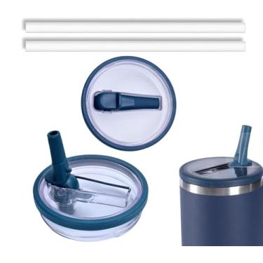 Imagem de Pacote com 2 tampas de copo de substituição de 1,134 g compatível com Stanley Quencher, tampas de copo resistentes a respingos à prova de vazamento, capa reutilizável para copo Stanley (azul escuro)