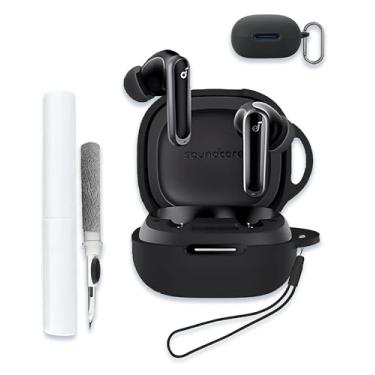 Imagem de Capa para Soundcore by Anker P40I, protetor de silicone macio, portátil, resistente a arranhões, compatível com Anker Soundcore P40I, capa rígida com kit de limpeza, mosquetão e cordão, preta