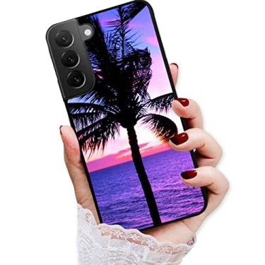 Imagem de Para Samsung A35, para Samsung Galaxy A35 5G, capa traseira macia protetora durável, HOT12377 Tropical Purple Beach Palm 12377