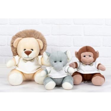 Imagem de Trio Safári Misto Pelúcia P/Nichos Leão, Macaco E Elefante. (PALHA)