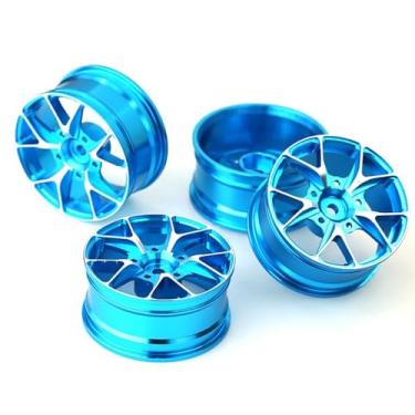 Imagem de Chanjorlin 1/10 On Road Drift Wheels Rims Hex 12mm RC Aluminum Alloy Rally Racing Hubs for 1:10 Scale Touring Street Car Tires Tamiya TT01 TT02 HSP 2S 3S Brushless HPI KYOSHO XV02 XV01 4PCS (Blue)