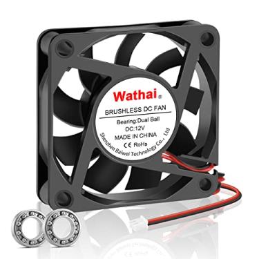 Imagem de Wathai Ventilador de resfriamento de exaustão CC de alta velocidade com rolamento duplo de esferas de 60 mm 12 V (60 x 60 x 15 mm, 4500 RPM, 24,8 CFM, 32 dBA) para desktops, laptops