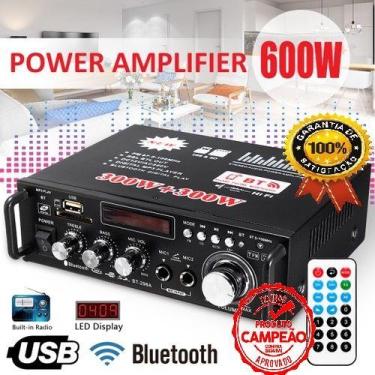 Imagem de Super Mini Modulo Amplificador De Som Bluetooth Mp3 Karaokê 600w 220v 