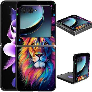 Imagem de GFRGTFHYT Capa para celular Motorola Moto Razr 2025/2024 fina, leve, rígida, com design de leão em aquarela, carregamento sem fio, antiarranhões, à prova de choque, capa protetora para Moto Razr 60/50