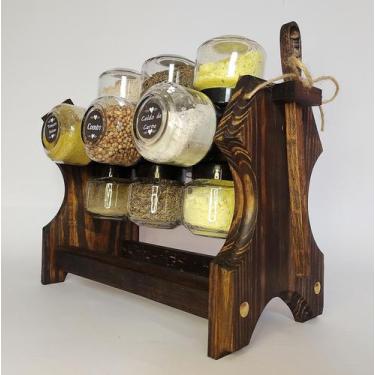 Imagem de Porta Temperos Condimentos com Manivela e colher 12 Potes Boss Arte em