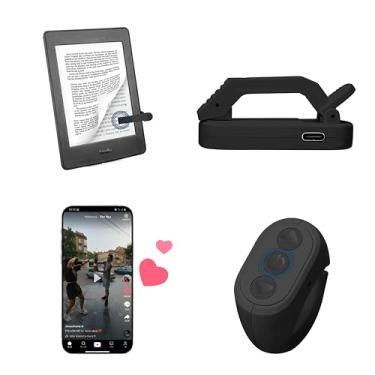 Imagem de Midhaad Virador de página de controle remoto para Kindle Paperwhite Oasis, anel de rolagem remoto para TikTok, botão de obturador de câmera para iPad, iPhone, iOS, Android - Preto