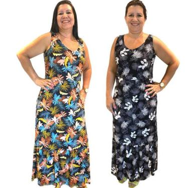 Imagem de Kit 2 Vestido Longo Feminino Plus Size Soltinho Versátil - Felicity