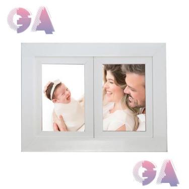 Imagem de Mural Painel Multifotos Para 2 Fotos 10x15 A6 Moldura Dupla Branco - G