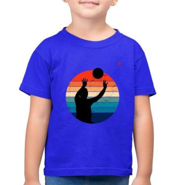Imagem de Camiseta Algodão Infantil Vôlei Vintage Sunset - Foca na Moda, Azul ro