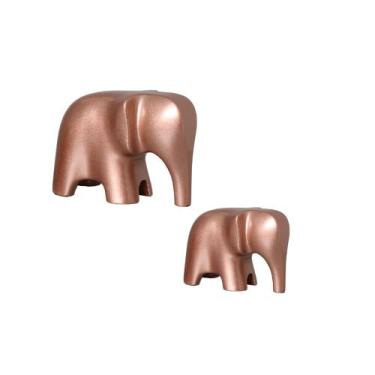 Imagem de Estatueta Família de Elefantes em Cerâmica Decorativo Home Rose Gold -
