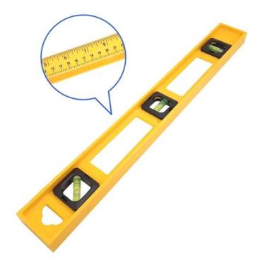 Imagem de Nível Profissional Amarelo 3 Bolhas 50 Cm Régua De Prumo - Western