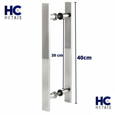 Imagem de Puxador Para Porta Vidro ou Madeira ou Pivotante Barra Chata 40 cm - H