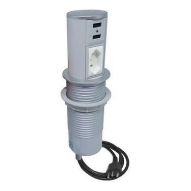 Imagem de Mini Torre Totem Automatico 1 Tomada 20a 2 Usb - Cinza - Qtmov