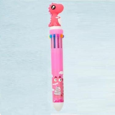 Imagem de Caneta Multicolorida 10 Cores Dino SB02 Rosa - Polibrinq