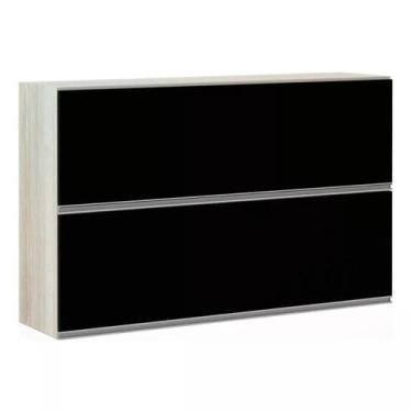 Imagem de Armário Basculante Duplo Luciane 120cm 2 Portas Lis, Legno Crema/Preto