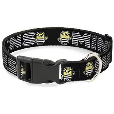Imagem de Coleira de gato Breakaway Meu Malvado Favorito 3 Jail Break Minions listras preto branco amarelo 15 a 23 polegadas 0,5 polegadas de largura