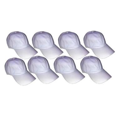 Imagem de Kit Com 8 Bonés Branco Liso Bordar Padeiro Açougueiro Supermercado Coz
