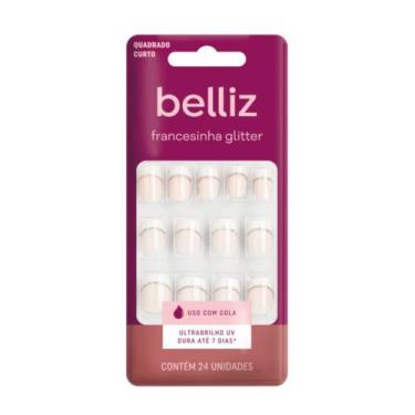 Imagem de Unhas Postiças Belliz Francesinha Glitter 1206