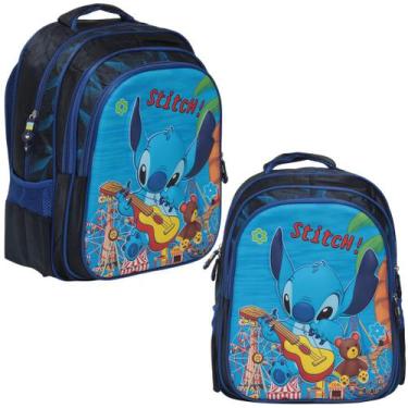 Imagem de Mochila Infantil Menino Stitch Alto Relevo Costas Reforçada - Plike