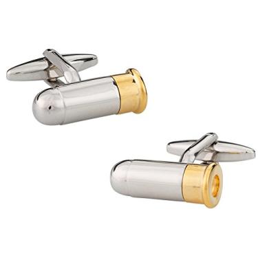 Imagem de Abotoaduras NRA Militares com Caixa de Apresentação Cuff-Daddy Gold Silver Bullet