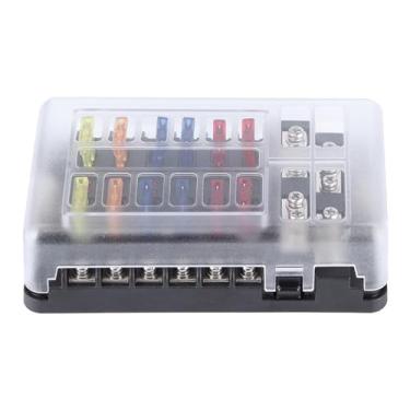 Imagem de Suporte de Caixa de Fusíveis de Lâmina de 12 Vias Com Luz LED, Bloco Impermeável Universal para Iate Marinho Automotivo, Montagem Em Painel Elegante, Adesivos DIY Incluídos,