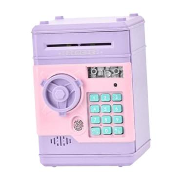 Imagem de menolana Cofrinho eletrônico, caixa de economia, brinquedo, desenvolvimento inicial, código de senha eletrônico educacional, banco de dinheiro para crianças, Roxo Rosa