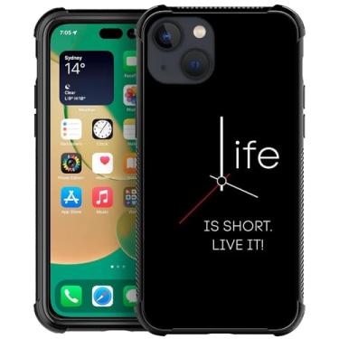 Imagem de CARLOCA Capa compatível com iPhone 14, Life is Short Live It Clock Pattern Ultra Proteção à prova de choque de silicone macio TPU antiderrapante traseira para iPhone 14