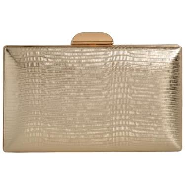 Imagem de JNB Bolsa clutch feminina de material metálico para festa noturna, Dourado 50, Small