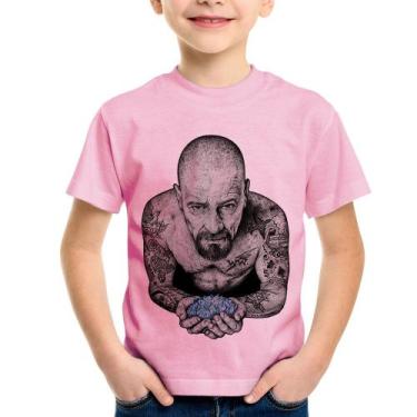 Imagem de Camiseta Infantil Walter White Tattoo Heisenberg - Foca na Moda, Rosa 