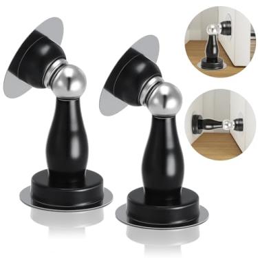 Imagem de JIADAXIN Batente de porta magnético, batente de porta de aço inoxidável, adequado para montagem na parede e no chão, retentor de porta, fita adesiva dupla face, sem necessidade de perfuração