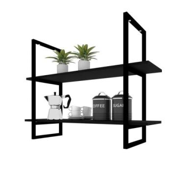 Imagem de Prateleira Suspensa Teto Cozinha prateleira preta nicho industrial nic