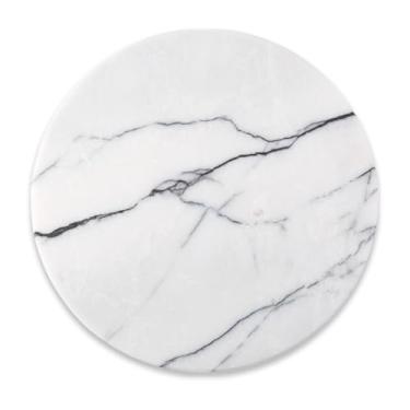 Imagem de Koville Tábua de corte de mármore para bancada de cozinha, bandeja de servir de mármore redonda de 28 cm para assar, charcutaria, pastelaria, trivet, tábuas de corte de pedra para cozinha - milas