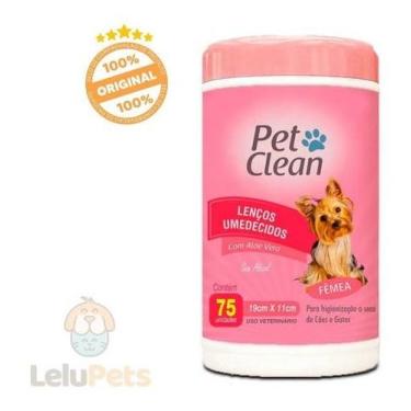 Imagem de Lenço Umedecido Pet Clean Para Cães E Gatos Fêmeas 75 Und