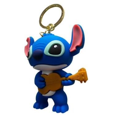 Imagem de Chaveiro Silicone Stitch Azul Fofo Violão 6cm - Lilo & Stitch - Taimes