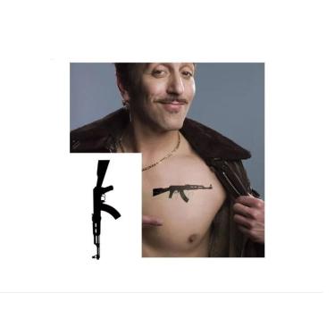 Imagem de Tatuagem Temporária Cartela Fuzil Ak Preto Pequena.