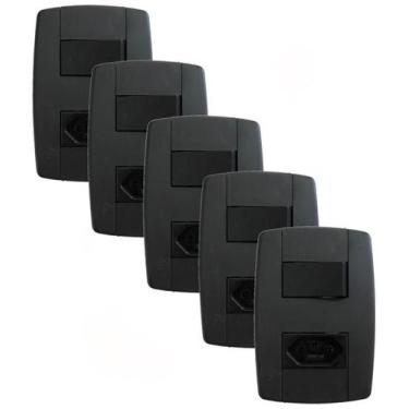 Imagem de Kit 5 Conjunto Interruptor Simples + Tomada 20A 250V Preta - Ilumi