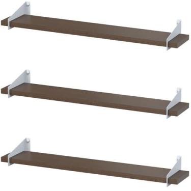 Imagem de 3 Prateleiras Suspensa Estilo Industrial Madeira 60cm FS B - Fassin Sh