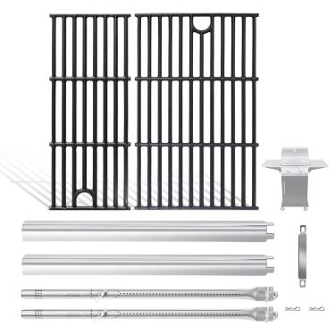 Imagem de MOASKER Kit de peças de grelha para Charbroil Performance 2 Queimadores 463630021 463655021 463655021 46365542146366002, Queimador de Grelha de Grelha de 43 cm Kit de Tubo Crossover para Charbroil